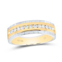 10K Two-Tone Gold Round Diamond Wedding Single Row Band Ring 0.33 Cttw