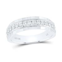 10K White Gold Round Diamond Wedding Single Row Band Ring 0.50 Cttw
