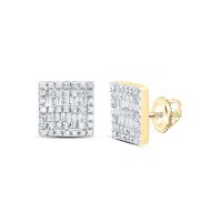 10K Yellow Gold Baguette Diamond Square Earrings 0.33 Cttw