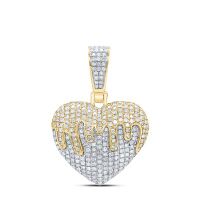 10K Yellow Gold Round Diamond Melting Heart Pendant 0.75 Cttw