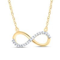 10K Yellow Gold Round Diamond Infinity Necklace 0.05 Cttw