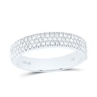 10K White Gold Round Diamond Pave Band Ring 0.50 Cttw