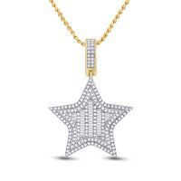 14K Yellow Gold Round Diamond Star Charm Pendant 0.75 Cttw