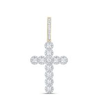 10K Yellow Gold Round Diamond Cross Charm Pendant 0.75 Cttw