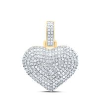 10K Yellow Gold Round Diamond Heart Charm Pendant 0.75 Cttw