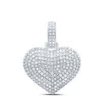 10K White Gold Round Diamond Charmed Heart Pendant 0.75 Cttw