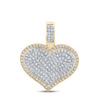 10K Yellow Gold Round Diamond Heart Charm Pendant 0.50 Cttw