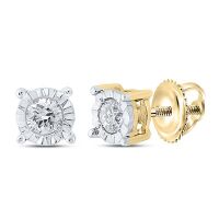 10K Yellow Gold Round Diamond Stud Earrings 0.13 Cttw