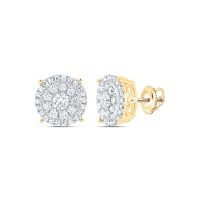 10K Yellow Gold Round Diamond Cluster Earrings 0.63 Cttw
