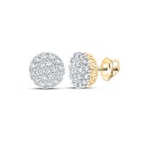 10K Yellow Gold Round Diamond Cluster Earrings 1 Cttw
