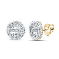 10K Yellow Gold Baguette Diamond Circle Earrings 0.75 Cttw