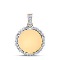 10K Yellow Gold Round Diamond Memory Circle Mirror Charm Pendant 0.75 Cttw
