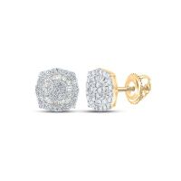 10K Yellow Gold Baguette Diamond Square Earrings 0.75 Cttw