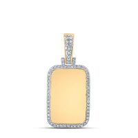 10K Yellow Gold Round Diamond Dog Tag Charm Pendant 0.33 Cttw
