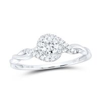 10K White Gold Round Diamond Solitaire Bridal Engagement Ring 0.33 Cttw (Certified)