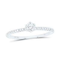 14K White Gold Round Diamond Solitaire Bridal Engagement Ring 0.33 Cttw (Certified)
