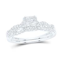 10K White Gold Princess Diamond Bridal Wedding Ring Set 0.50 Cttw