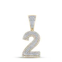 10K Two-Tone Gold Round Diamond Number 2 Charm Pendant 0.75 Cttw