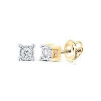 10K Yellow Gold Round Diamond Stud Earrings 0.10 Cttw