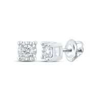 10K White Gold Round Diamond Stud Earrings 0.20 Cttw