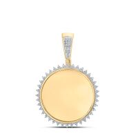 10K Yellow Gold Round Diamond Circle Charm Pendant 0.38 Cttw