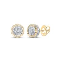 10K Yellow Gold Baguette Diamond Circle Earrings 0.63 Cttw