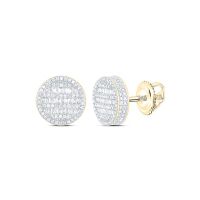 10K Yellow Gold Baguette Diamond Circle Earrings 1 Cttw