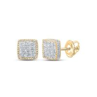 10K Yellow Gold Baguette Diamond Square Earrings 1 Cttw