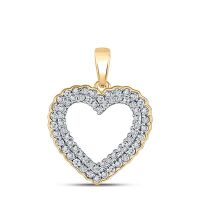 10K Yellow Gold Round Diamond Heart Pendant 0.33 Cttw