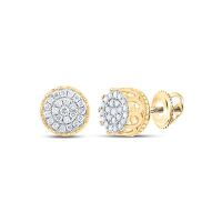 10K Yellow Gold Round Diamond Cluster Earrings 0.25 Cttw