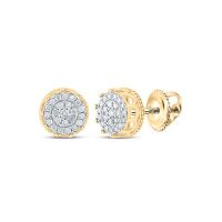 10K Yellow Gold Round Diamond Cluster Earrings 0.50 Cttw