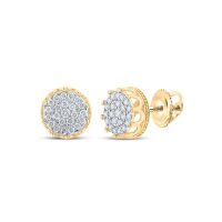 10K Yellow Gold Round Diamond Cluster Earrings 0.75 Cttw