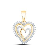 10K Yellow Gold Round Diamond Heart Pendant 0.25 Cttw