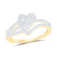 10K Yellow Gold Baguette Diamond Heart Ring 0.33 Cttw