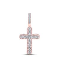 10K Two-Tone Gold Round Diamond Charm Pendant 1- 0.25 Cttw