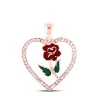 10K Rose Gold Round Diamond Heart Pendant 0.13 Cttw