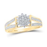10K Yellow Gold Round Diamond Cluster Ring 0.20 Cttw
