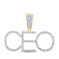 10K Yellow Gold Round Diamond Ceo Phrase Charm Pendant 0.33 Cttw