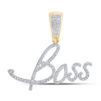 10K Yellow Gold Round Diamond Boss Phrase Charm Pendant 0.33 Cttw