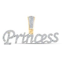 10K Yellow Gold Round Diamond Princess Phrase Pendant 0.33 Cttw