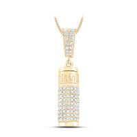 10K Yellow Gold Round Diamond Urn Cylinder Charm Pendant 1 Cttw