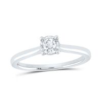 10K White Gold Round Diamond Solitaire Ring 0.17 Cttw