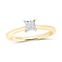 10K Yellow Gold Princess Diamond Solitaire Ring 0.17 Cttw