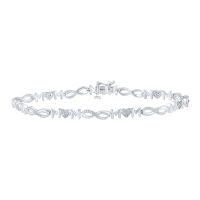 Sterling Silver Round Diamond Mom Heart Bracelet 0.25 Cttw