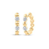 10K Yellow Gold Round Diamond Hoop Earrings 0.10 Cttw