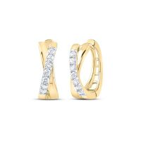 10K Yellow Gold Round Diamond Hoop Earrings 0.17 Cttw