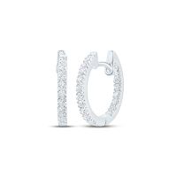 10K White Gold Round Diamond Hoop Earrings 0.25 Cttw