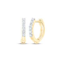 10K Yellow Gold Round Diamond Hoop Earrings 0.10 Cttw