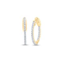 10K Yellow Gold Round Diamond Inside Outside Hoop Nicoles Dream Collection Earrings 0.50 Cttw