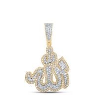 10K Yellow Gold Round Diamond Allah Islam Charm Pendant 0.75 Cttw